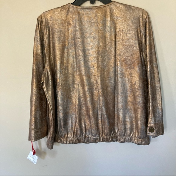 Ruby Rd. NWT Metallic Gold Bomber  Jacket - Picture 5 of 5